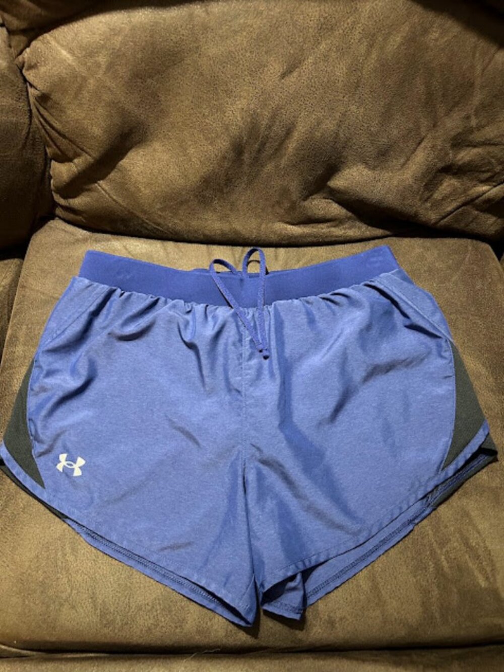 Under Armour HeatGear Running Shorts Women’s Medium Blue Drawstring